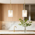 Gold Modern Pendant Light with Frosted Glass Shade