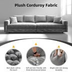 Plush Corduroy 3-Seat Sofa