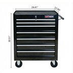 7 Drawers Multifunctional Tool Cart with Wheels - Black