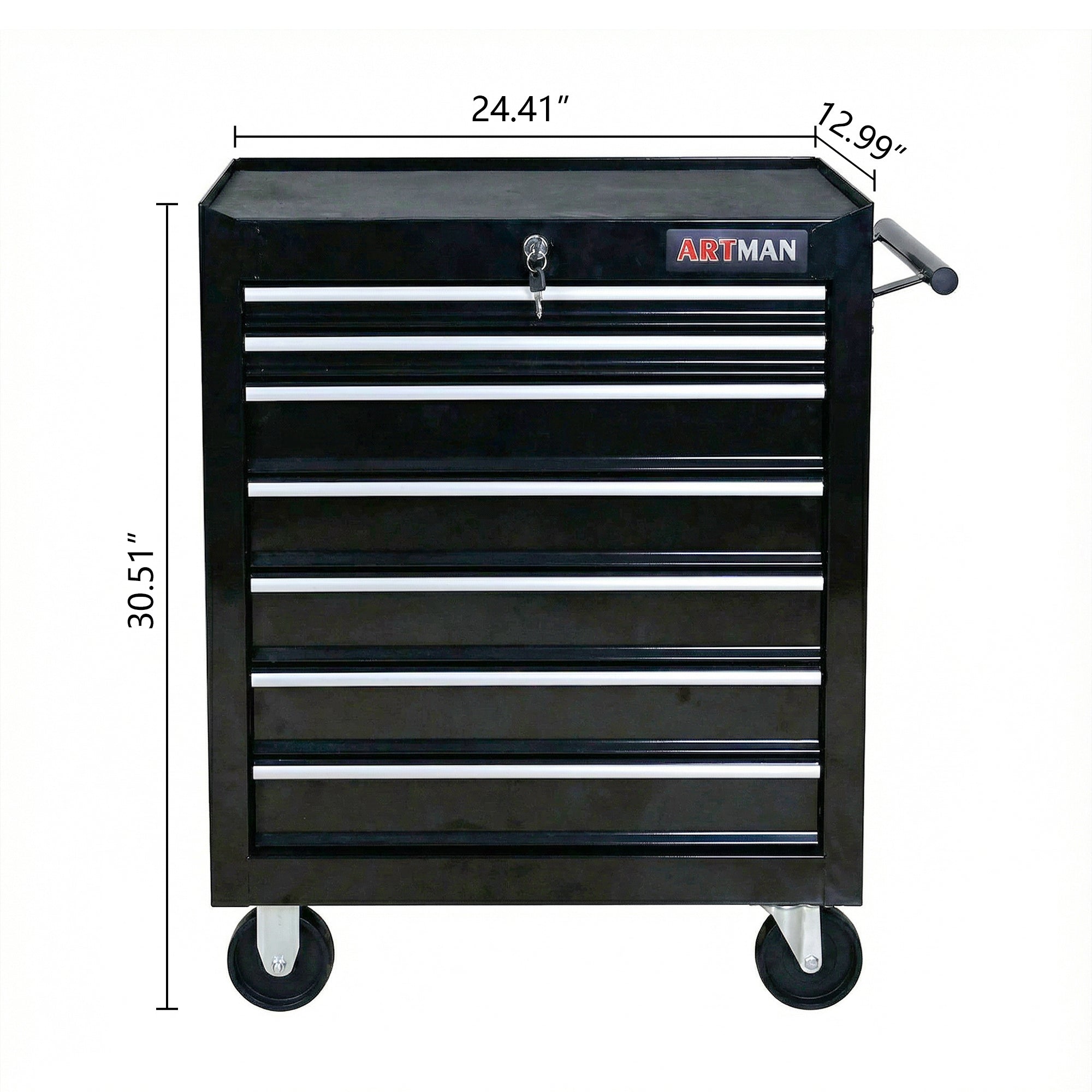 7 Drawers Multifunctional Tool Cart with Wheels - Black