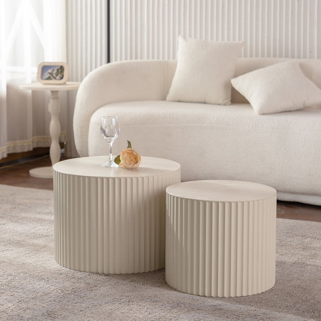 Round Wood Coffee Table for Living Room