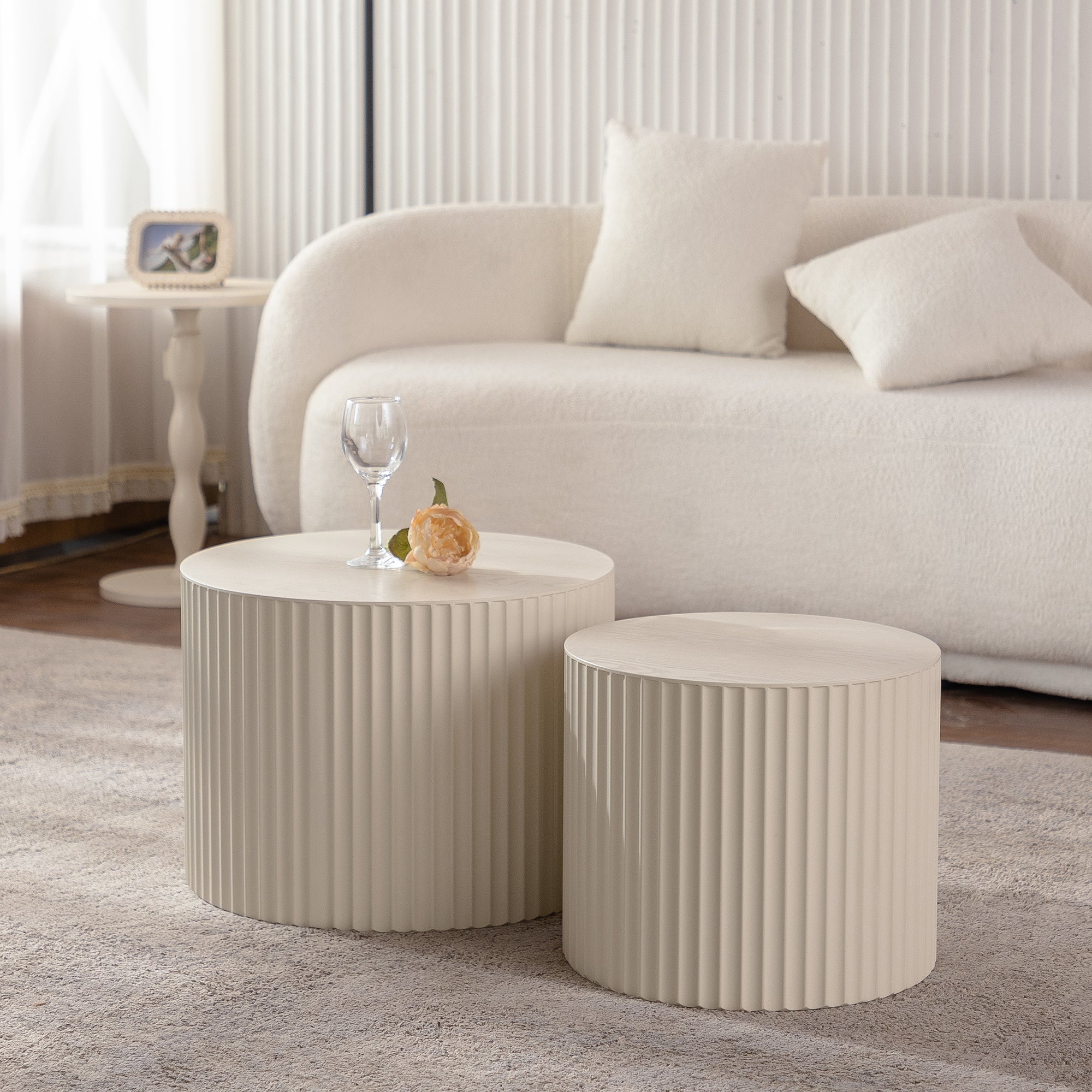 Round Wood Coffee Table for Living Room
