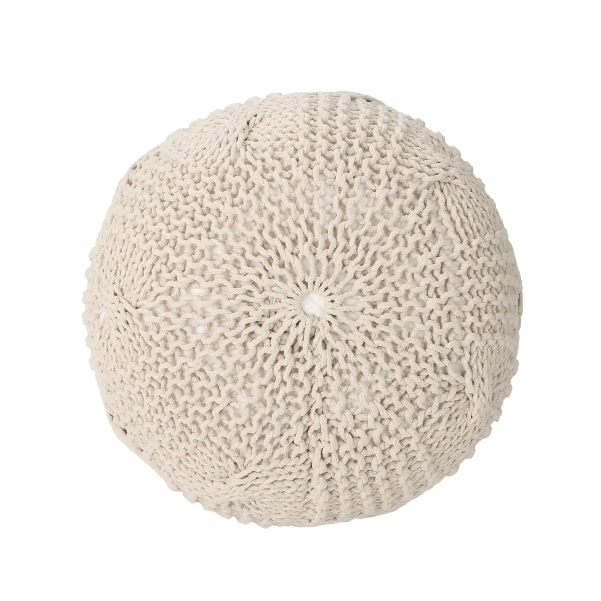 Bordeaux Knitted Cotton Round Pouf