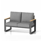 52" All-Weather Aluminum Patio Loveseat Sofa with Thick Cushions