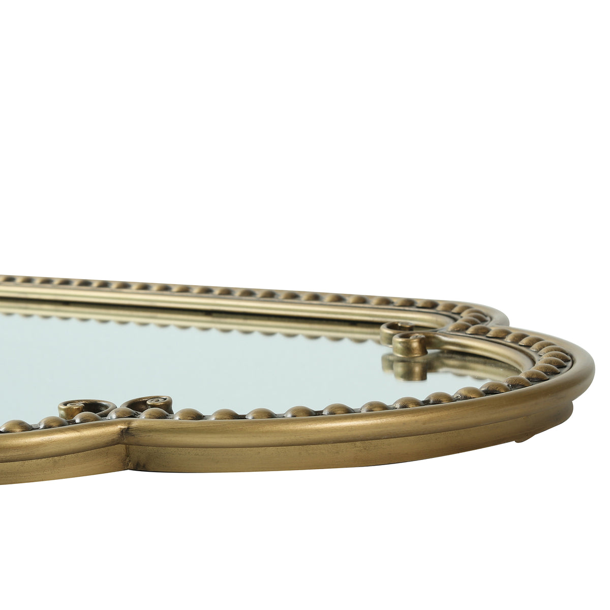 Scalloped Oval Wall Mirror, Vintage, Antique Gold, 19.68 x 53.14 Inches