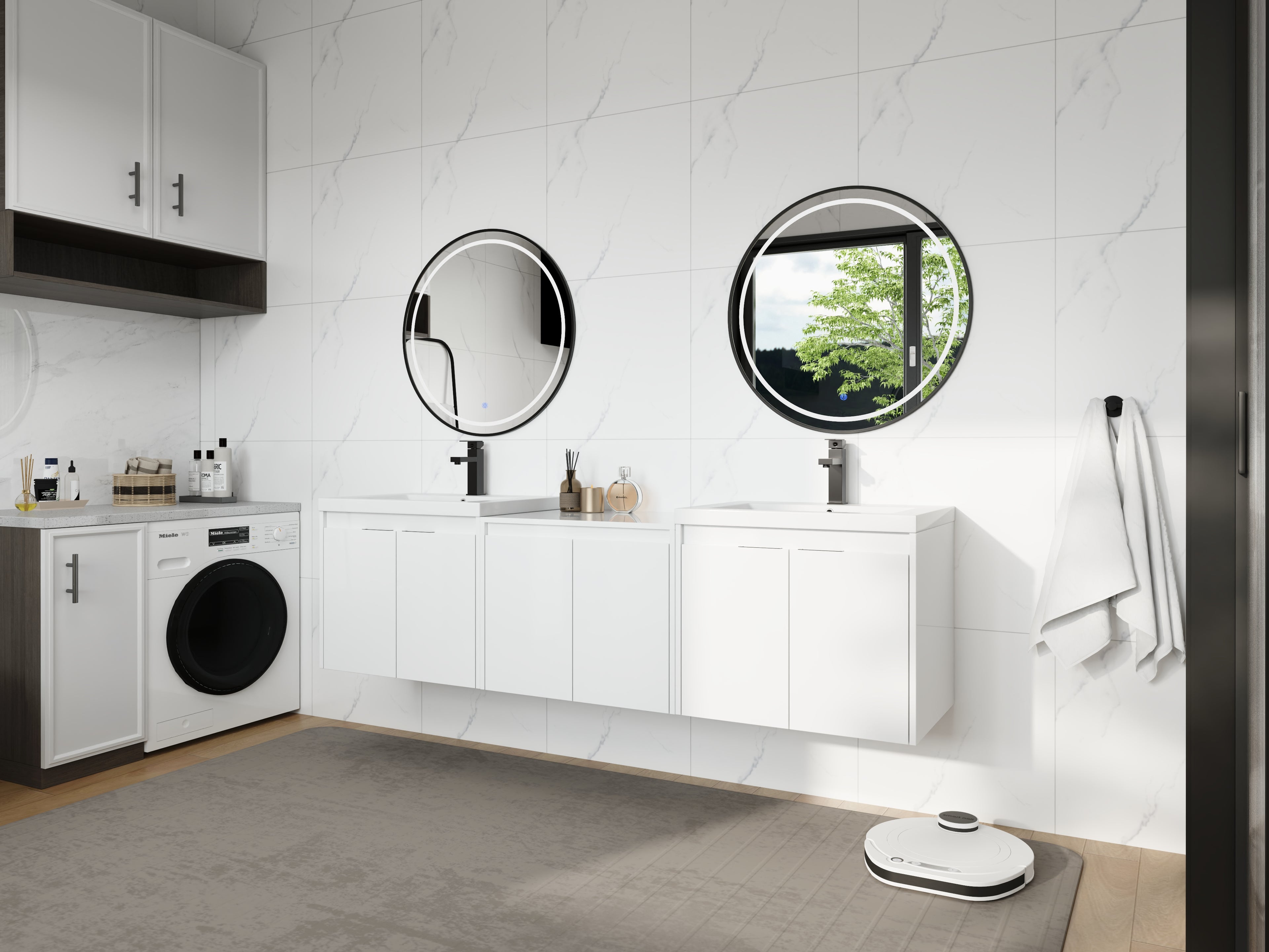 Stylish 72" Bathroom Vanity With Resin Sink