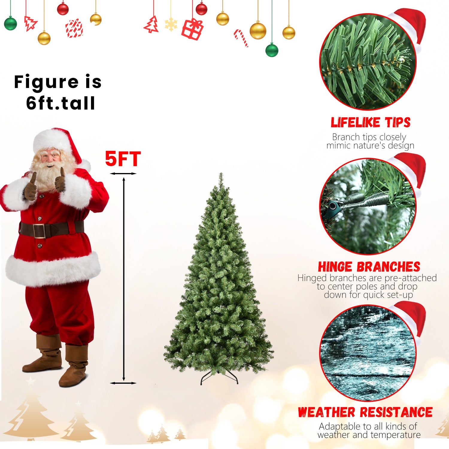 5ft Pre-Lit PVC Christmas Tree