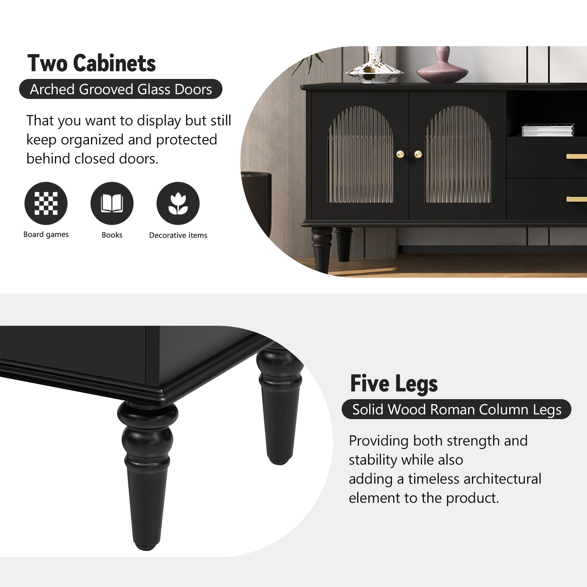 Vibe Haus 68.9'' Retro TV Stand for TVs up to 75 Inches