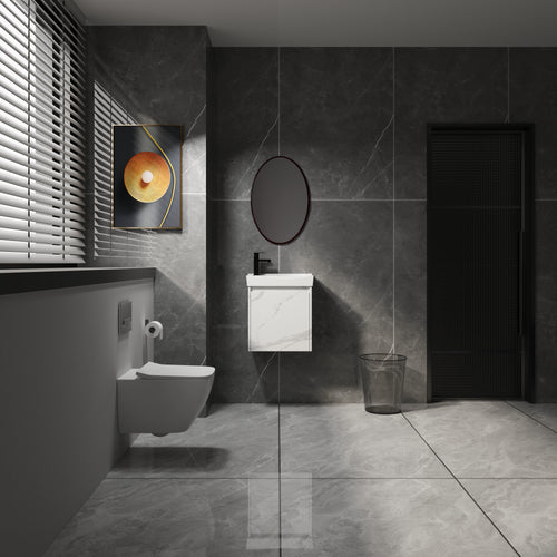 20" Wall-Mounted Bathroom Vanity with Ceramic Sink