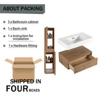 30 Inch Wall-Mounted Bathroom Vanity with Resin Sink