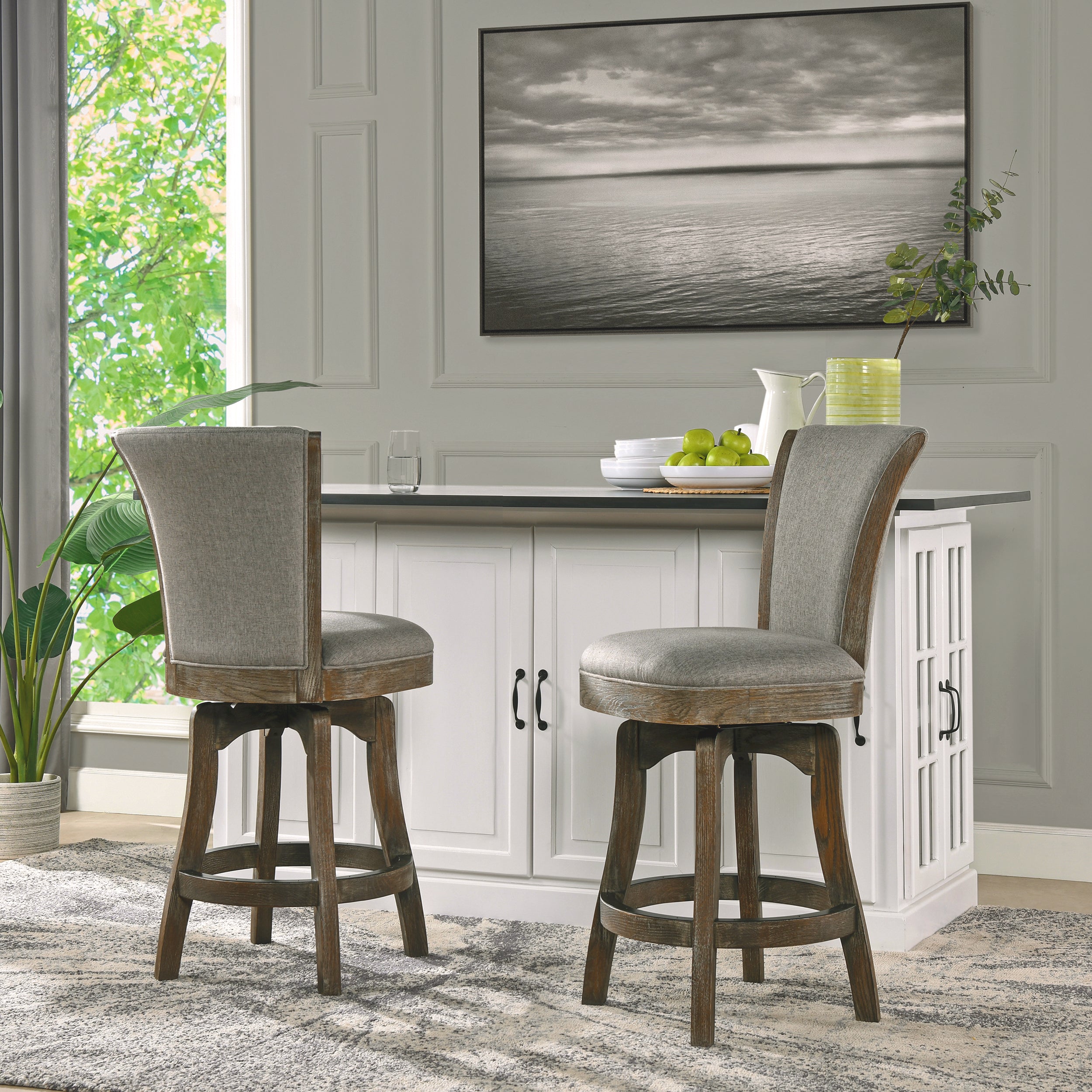 Henry 27" Armless Swivel Counter Height Bar Stool, Heathered