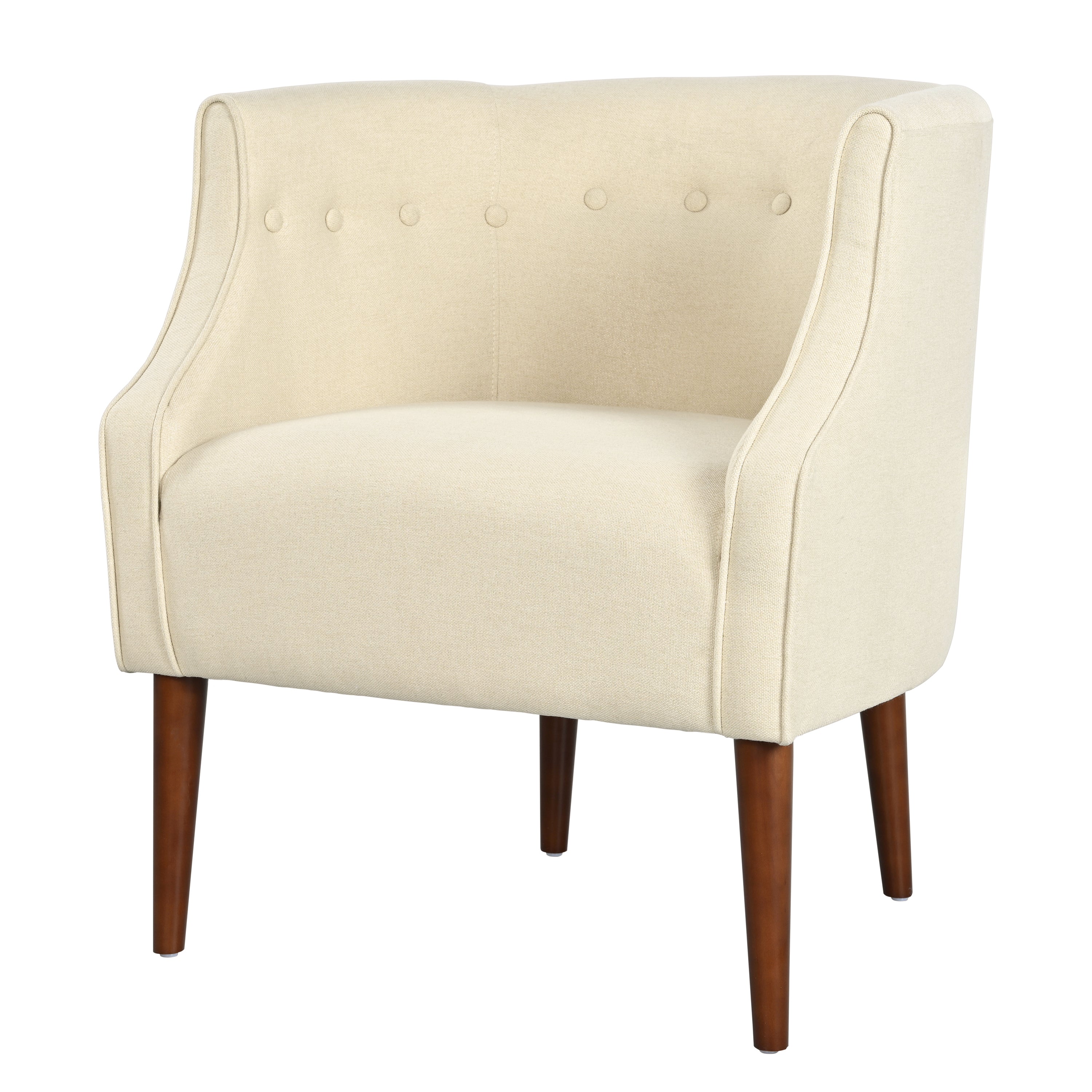 Modern Club Chair with Button-Tufted Back & Tonal Piping
