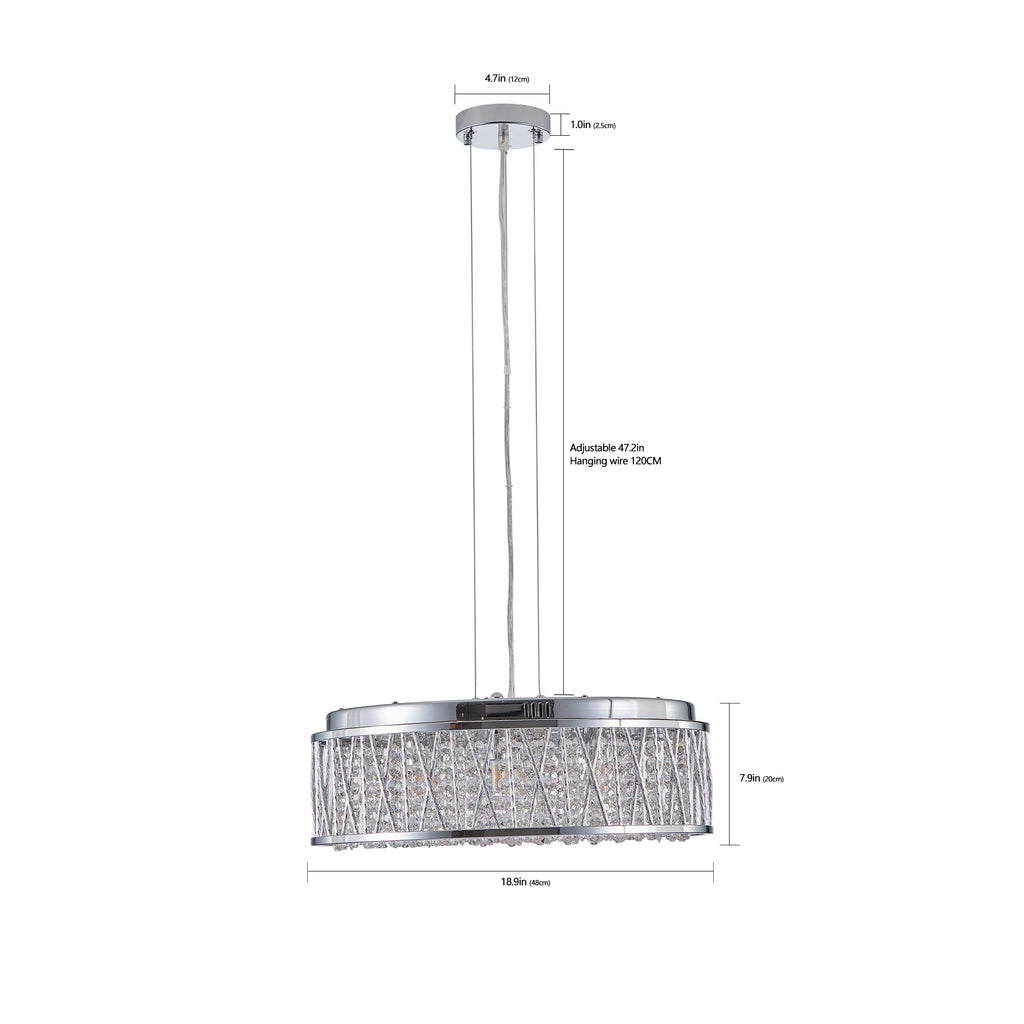 Modern Crystal Chandelier - 19 Inches Round Flush Mount Light