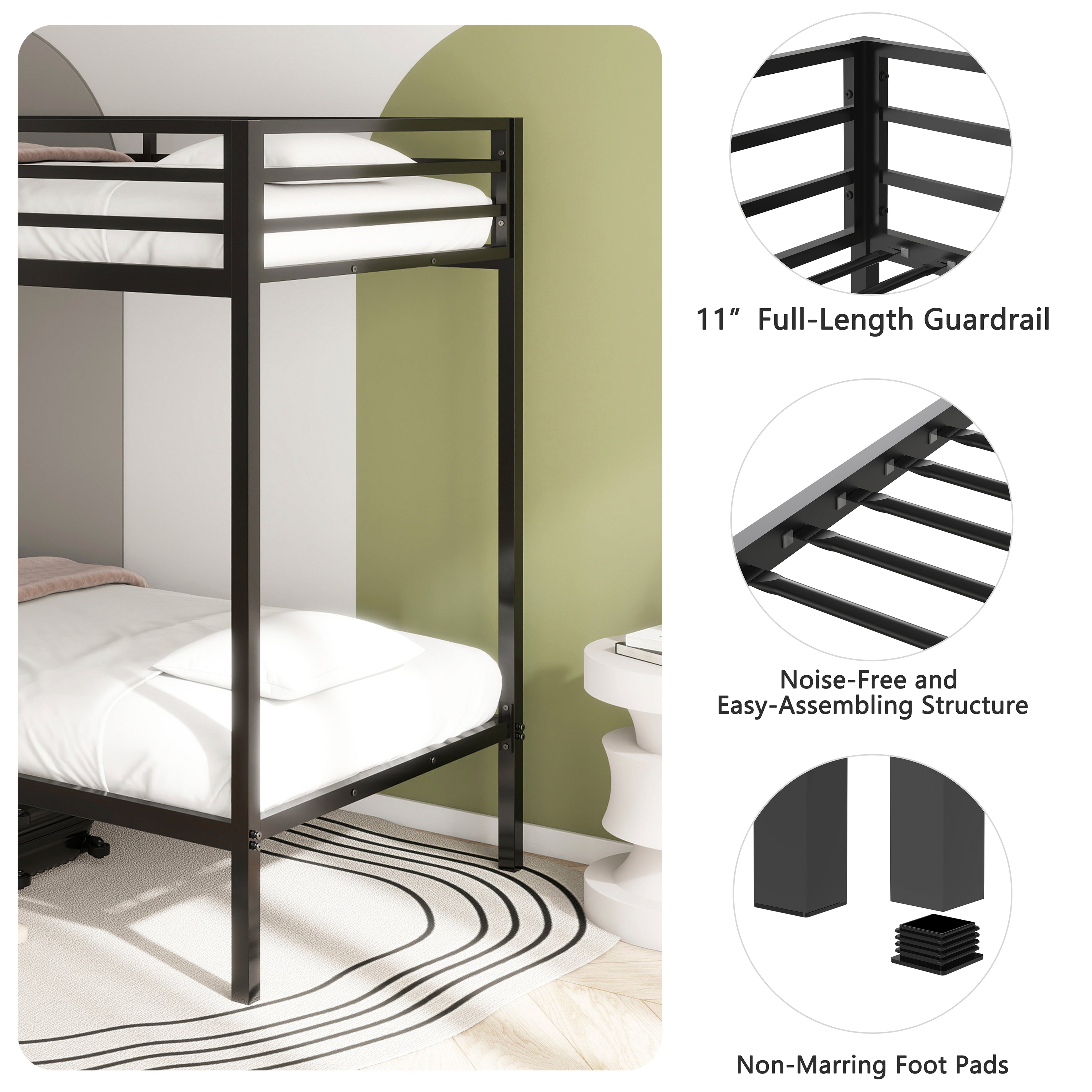 Adam Sturdy Twin Over Twin Bunk Bed Metal