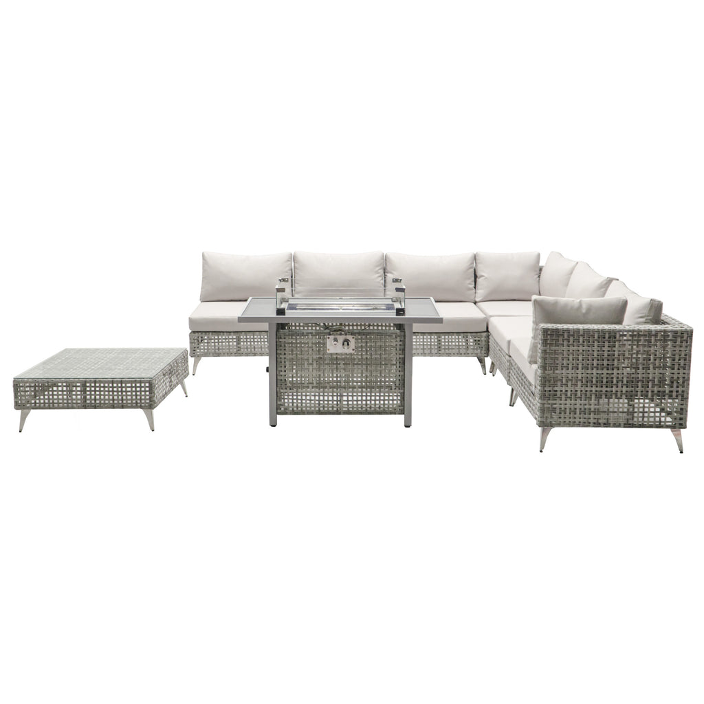 K&K 8-Piece Patio Furniture Set with 43" Fire Pit Table