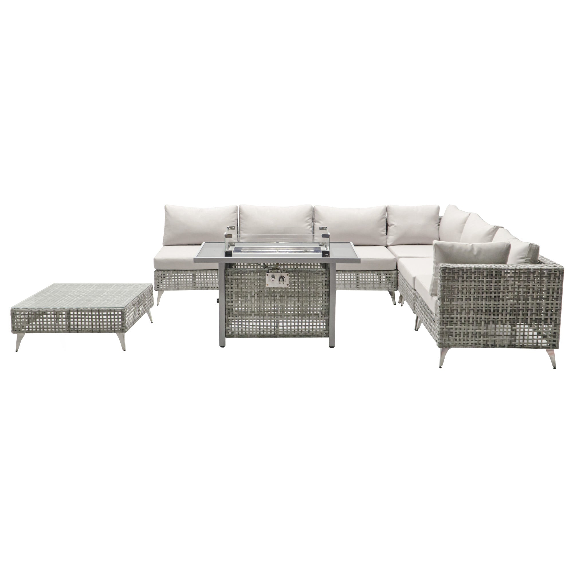 K&K 8-Piece Patio Furniture Set with 43" Fire Pit Table