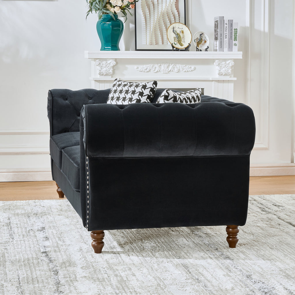 Chesterfield Velvet Upholstery Fabric Sofa - 3 Seater