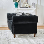 Chesterfield Velvet Upholstery Fabric Sofa - 3 Seater