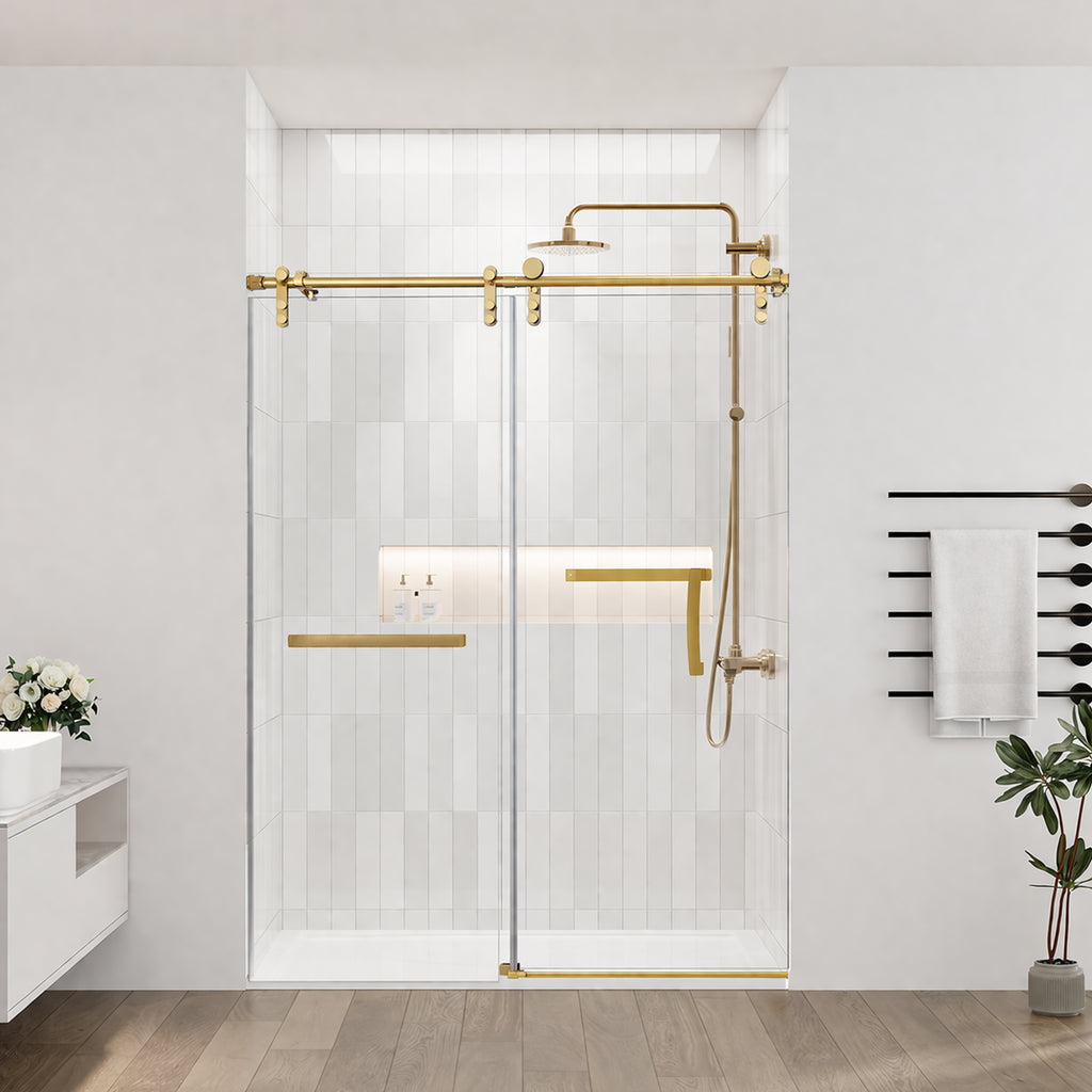60 Inches x 76 Inches Frameless Single Sliding Shower Door