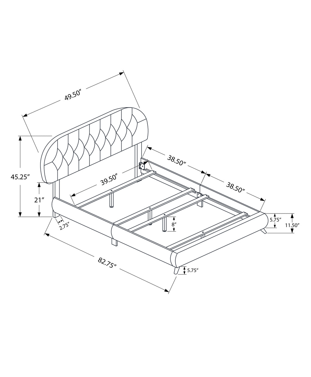 Twin Size Upholstered Bed for Teens