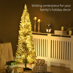 HOMCOM 5' Tall Pre-Lit Slim Noble Fir Artificial Christmas Tree