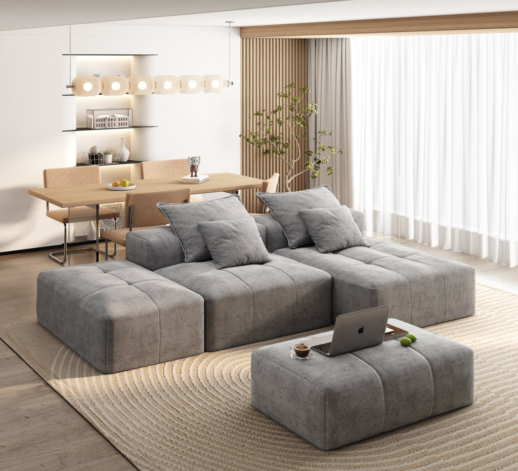 Modern Oversized Modular Sectional Sofa with Ottoman