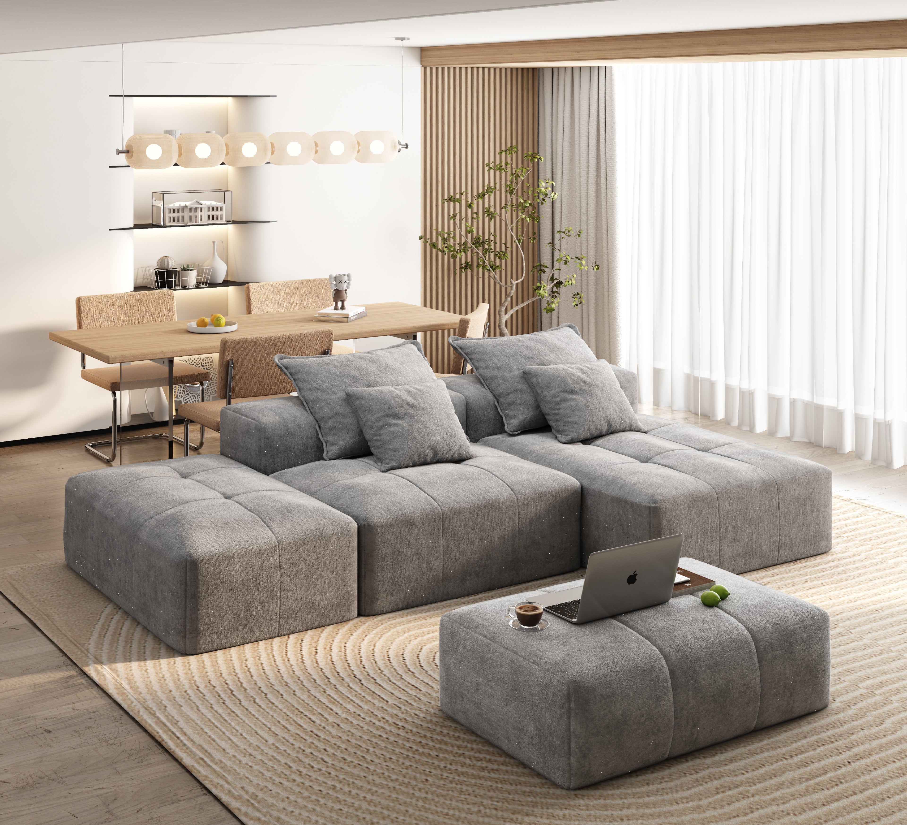 Modern Oversized Modular Sectional Sofa with Ottoman