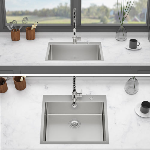 24 x 18 x 9 Inch Kitchen Sink Drop In 16 Gauge Stainless Steel