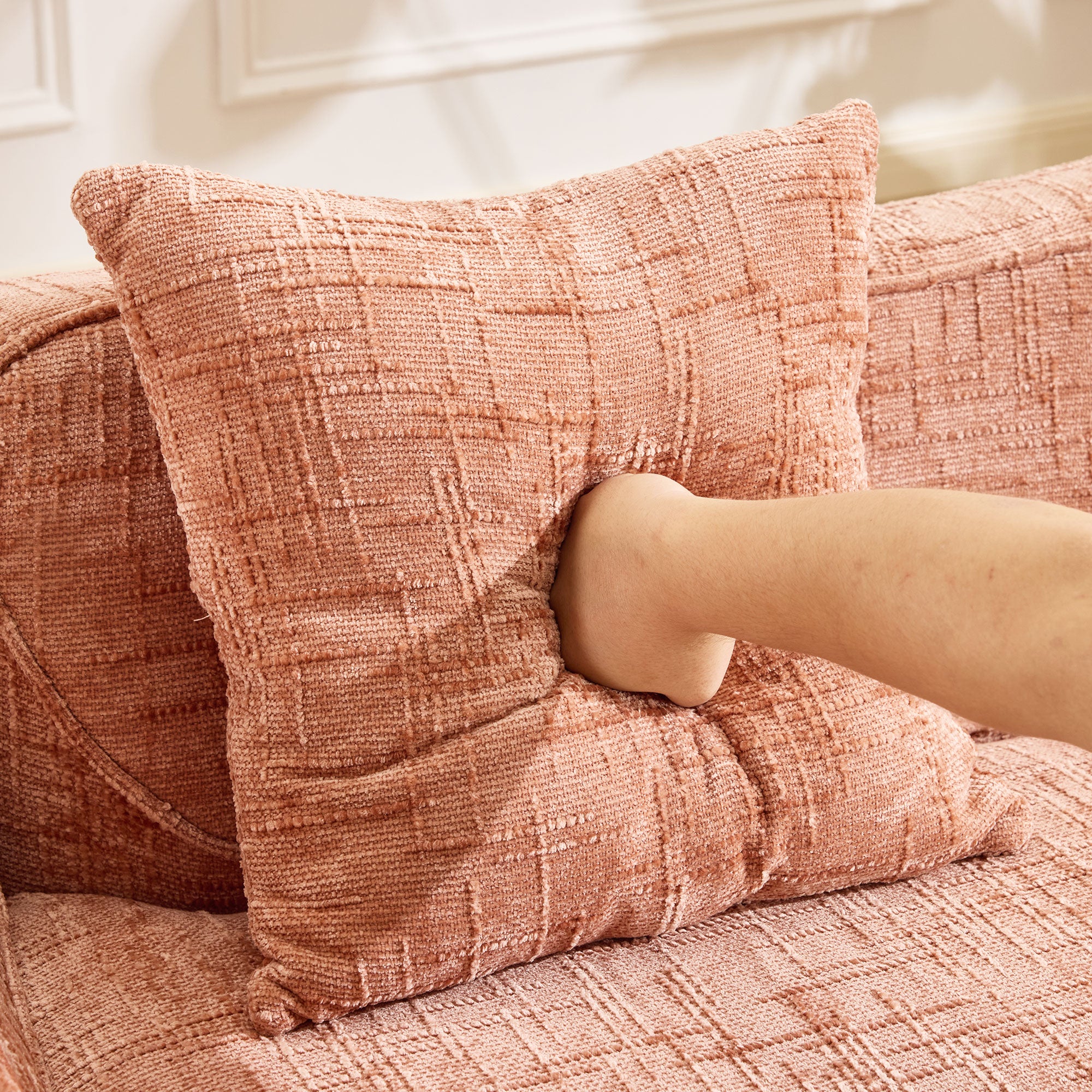 Pink Curved Two-Person Compress Sofa
