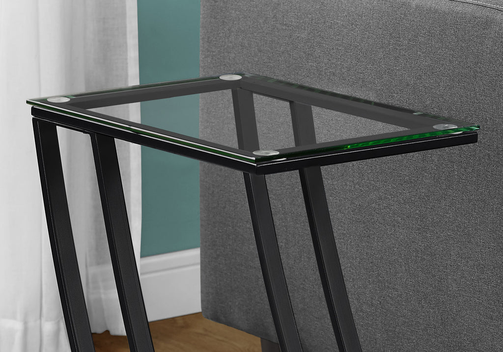 C-shaped Accent Table with Tempered Glass Top