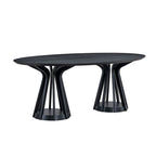 Modern 78.74 Inch Dining Table - Oval MDF Table with Sturdy Pedestal