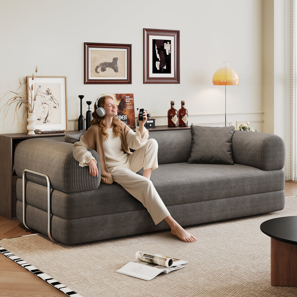 78.8" Compression Sofa Bed with Pillow Back Support