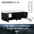 60 Inch Wall-Mounted Bathroom Vanity with Sink and Storage Rack