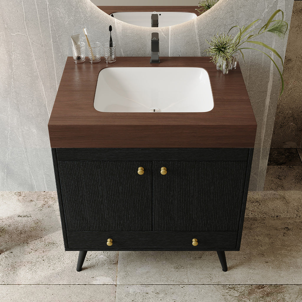 Contemporary Free-standing Bathroom Vanity with Faux Marble Top