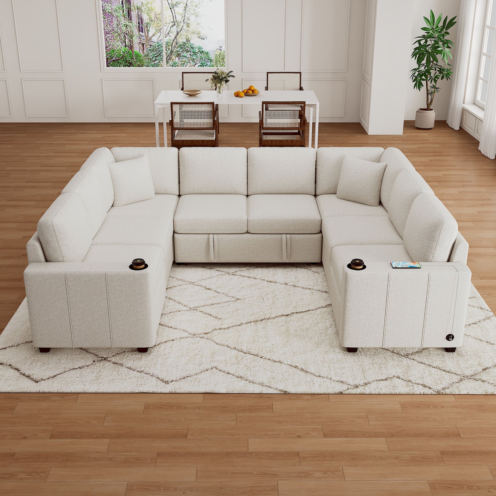 107.1" Sectional Sofa Convertible Pull-out Sofa Bed