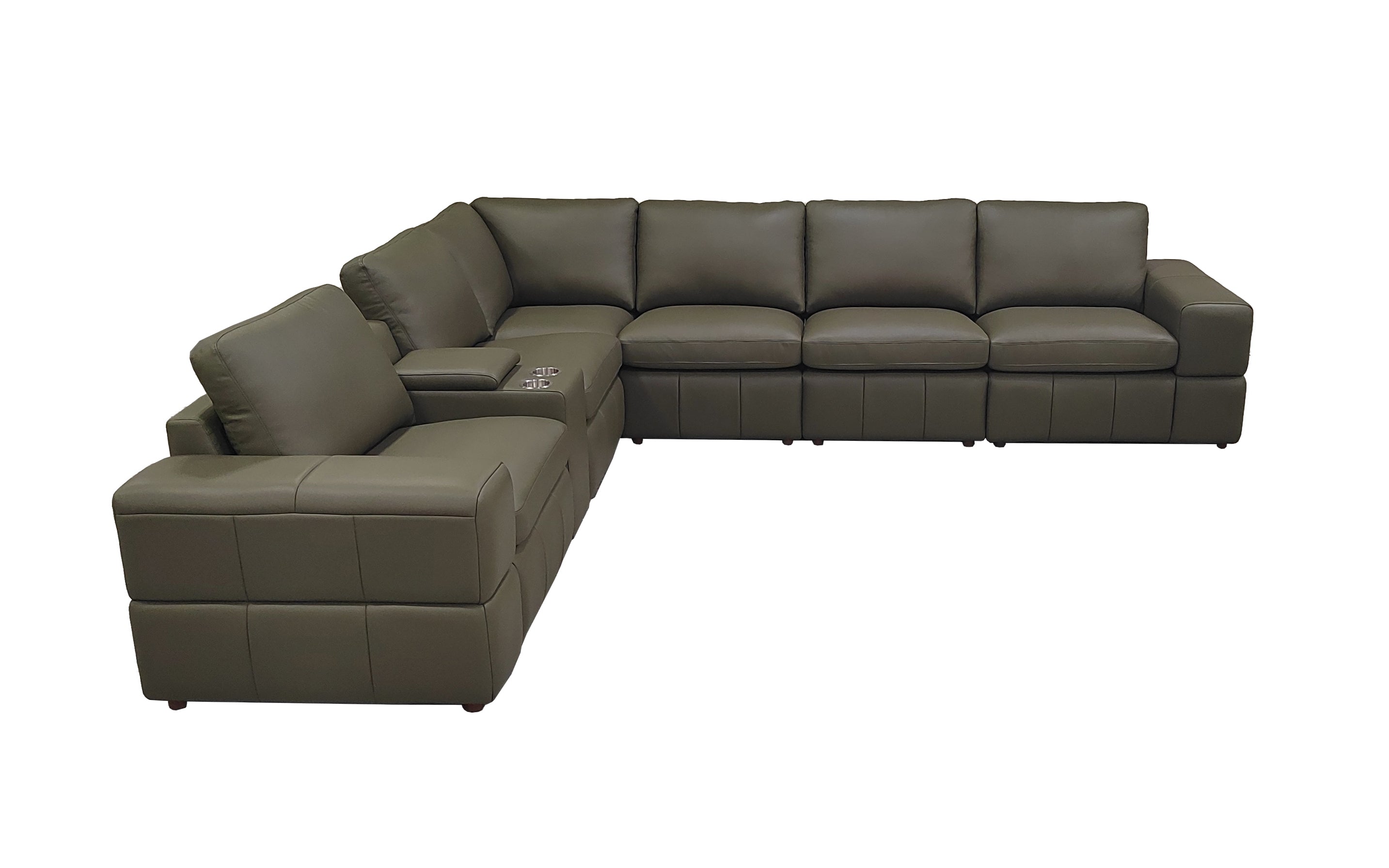 Large Arm Leather Match Upholstery Modular Sectional