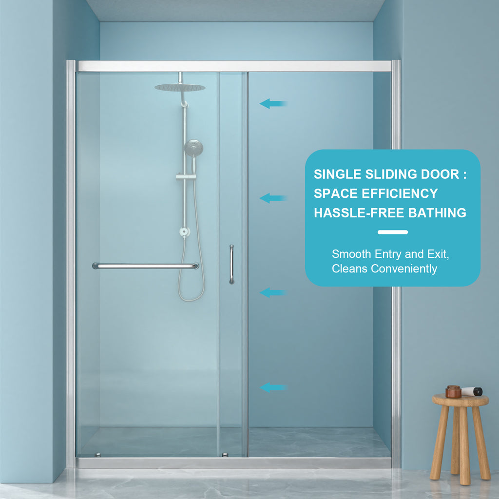 Shower Door 60" W x 72" H Single Sliding Bypass Shower Enclosure