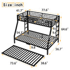 Twin Over Full Metal Bunk Bed with Twin Size Trundle