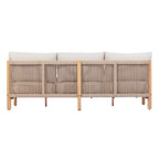 73.23" Outdoor Acacia Wood Frame Three-Seater Sofa