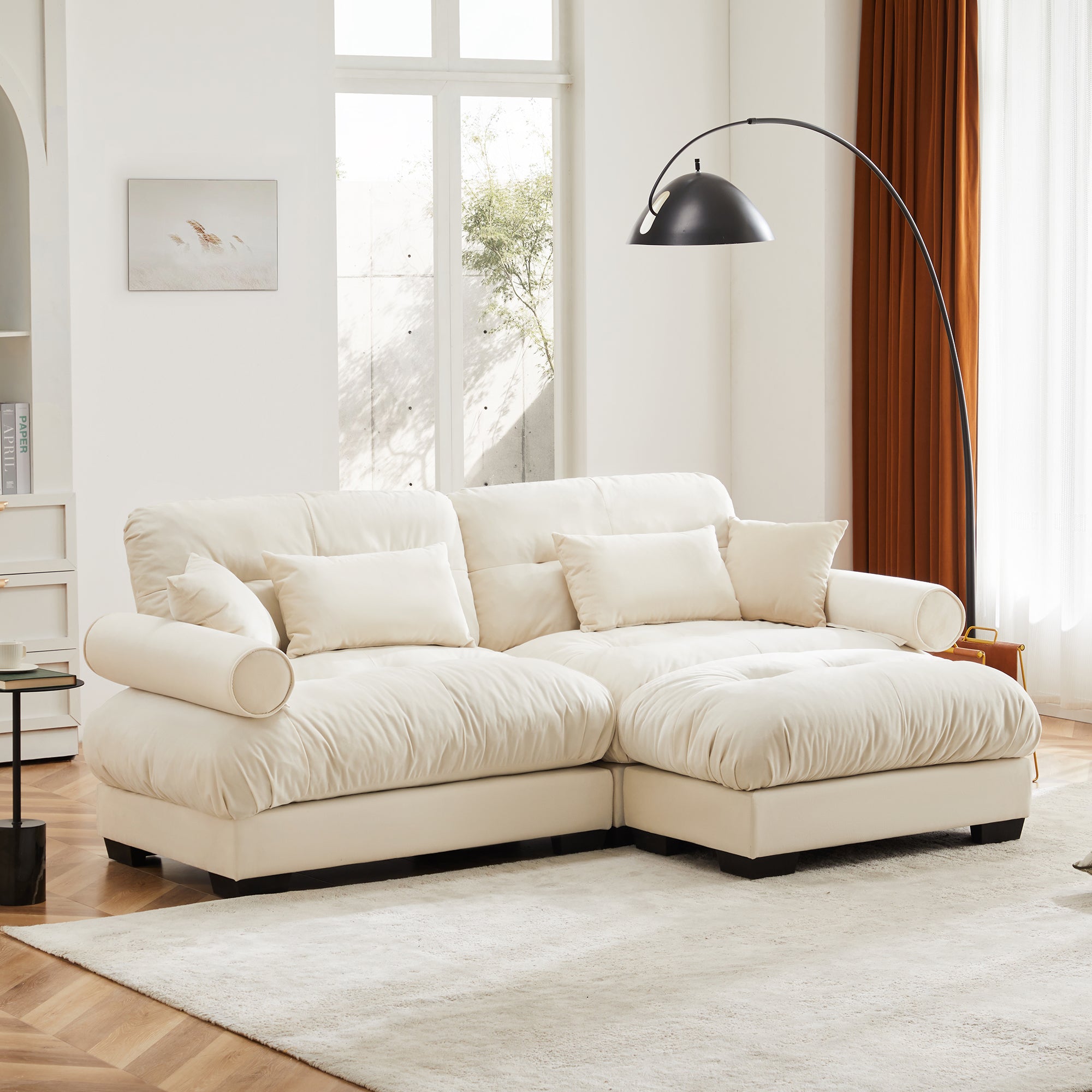 Over Size Modern Two-seater Sofa with Ottoman