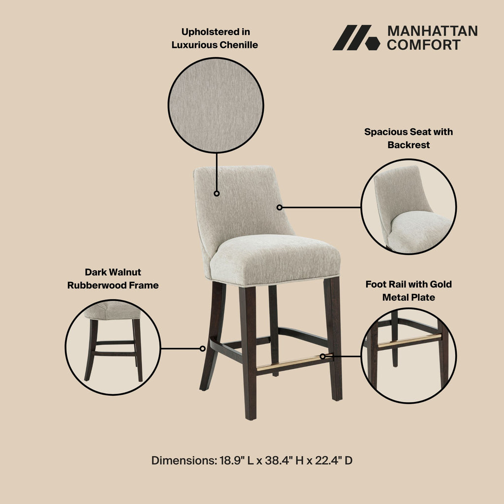 Beever Wood Chenille Counter Stool