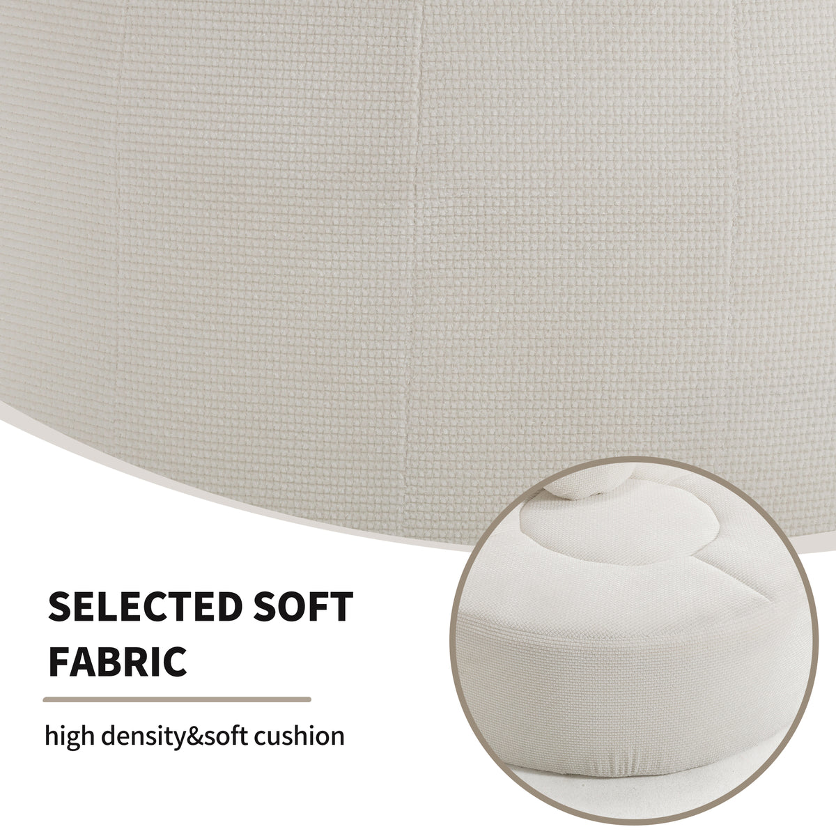 Round Sofa Bed with Memory Foam Sectional Couches for Living Room