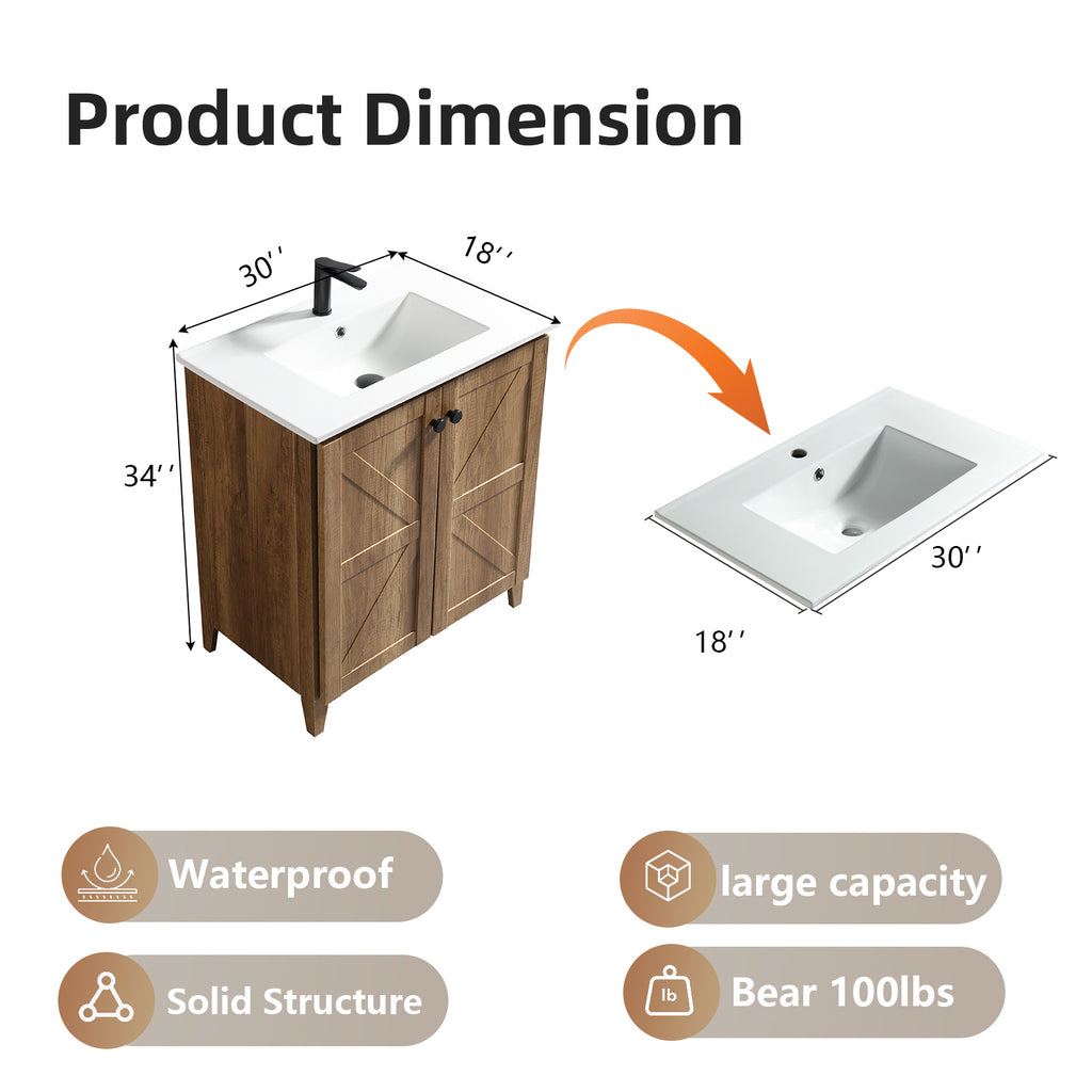 30-Inch Golden Bathroom Vanity