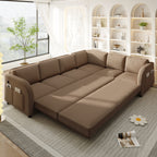 115.2" L-Shaped Pull-Out Bed Sleeper Sofa - Brown
