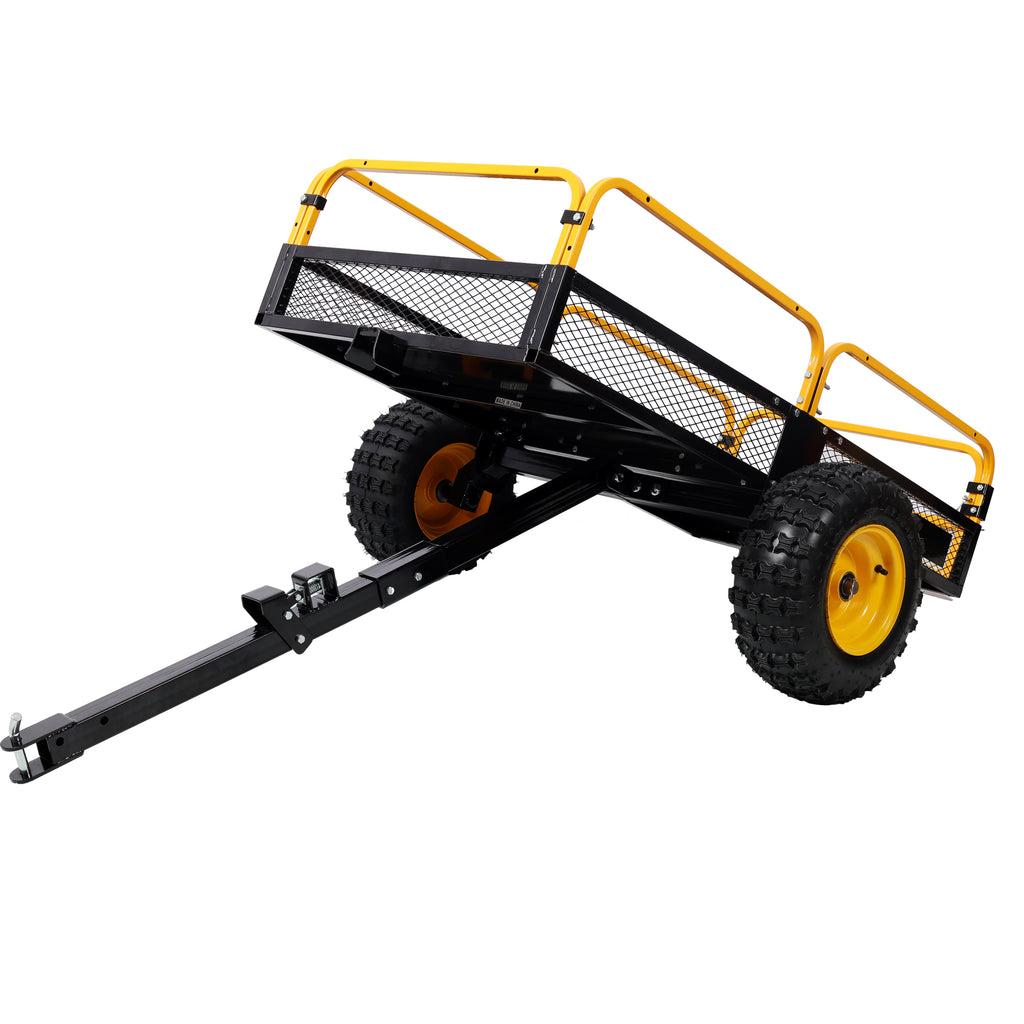 Heavy-Duty Tow-Behind Dump Cart 1000 lbs Load Capacity