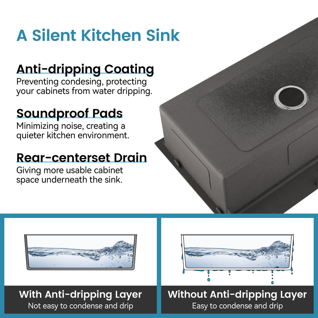 Stainless Steel Kitchen Sink, 33"x22" Single Bowl, Overmount Handmade Sink