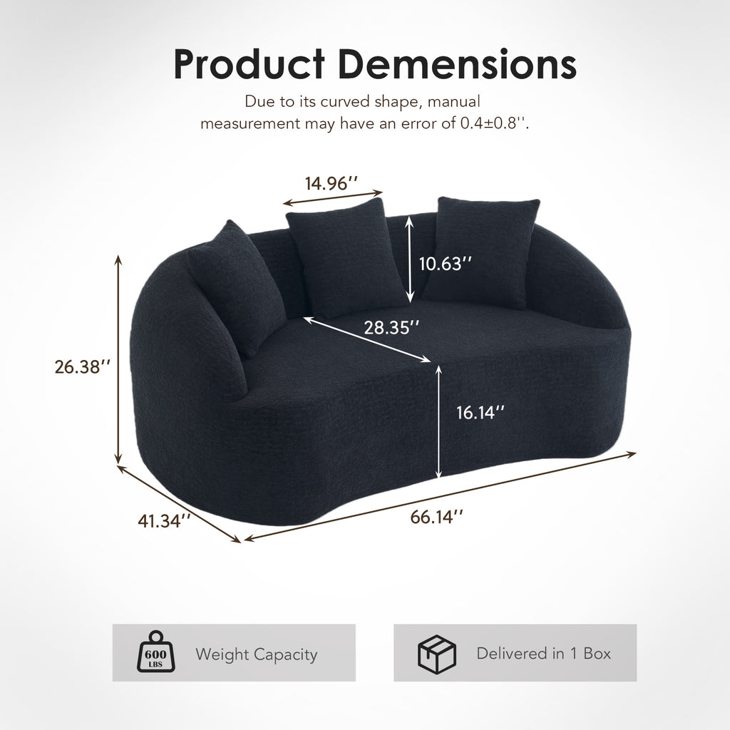 LY-049S Curved Modern Boneless Sofa Loveseat
