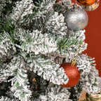 HOMCOM 9ft Unlit Snow-Flocked Slim Pine Christmas Tree