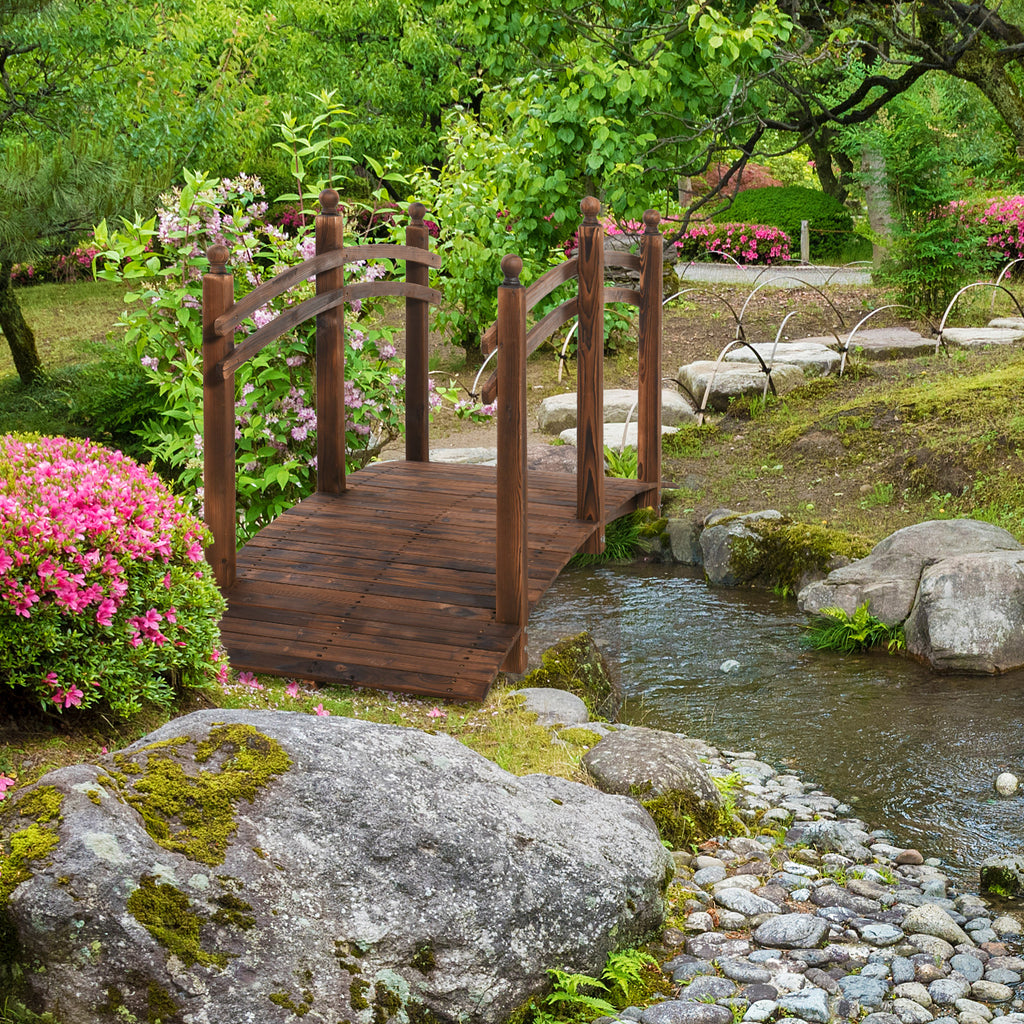 Outsunny 7.5' Fir Wood Garden Bridge Arc Walkway