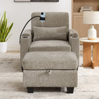 Single Sofa Recliner with Manually Adjustable Backrest - Brown